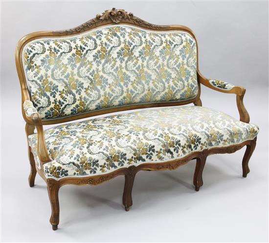 A 19th century French walnut settee, W.4ft 11in.